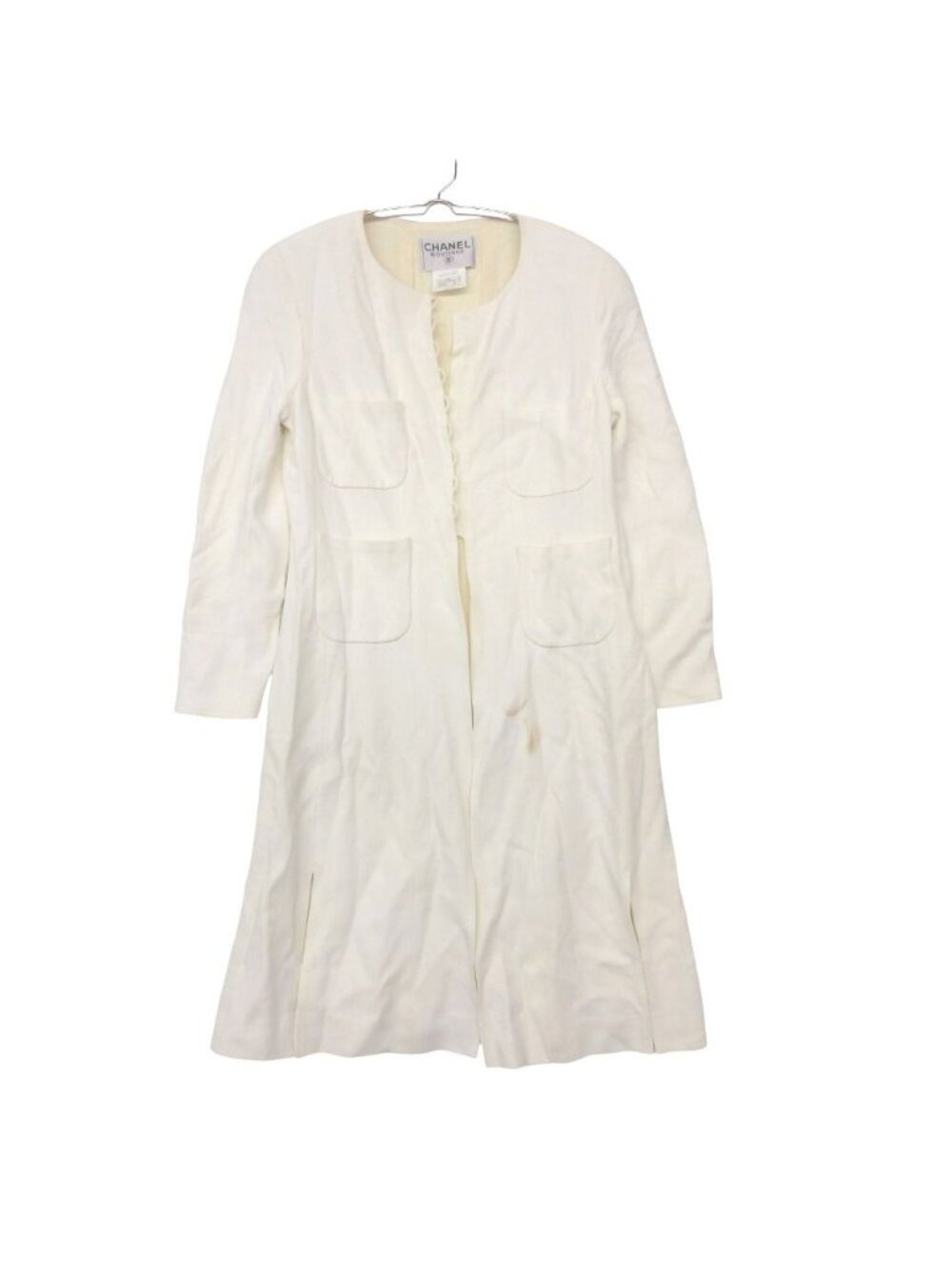 Chanel Coat Vintage Silk Lining Off White